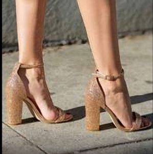 Gold glitter heels